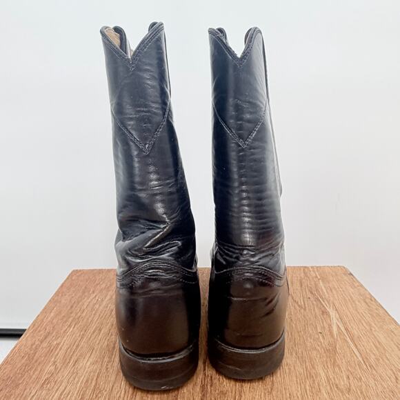 Justin Boots Men\'s Black Leather Ropers Cowboy Western Boots Size 6.5C (L3703) main image 6
